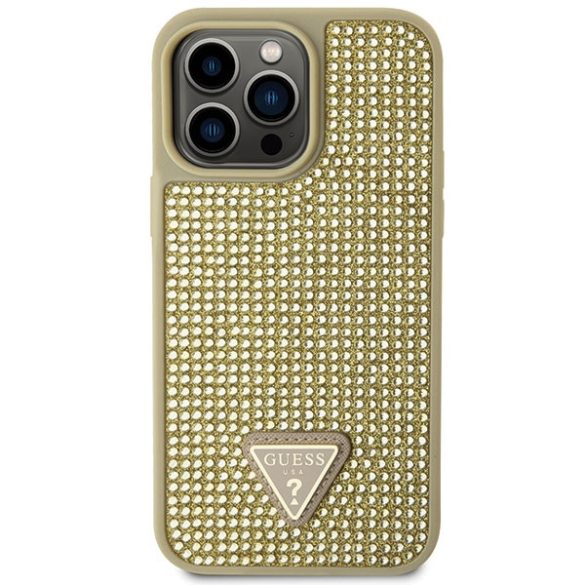 Guess GUHCP14XHDGTPD iPhone 14 Pro Max 6.7" arany keménytok strasszos háromszöggel