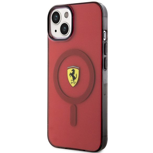 Ferrari FEHMP14SURKR iPhone 14 / 15 / 13 6.1" piros keménytok áttetsző Magsafe