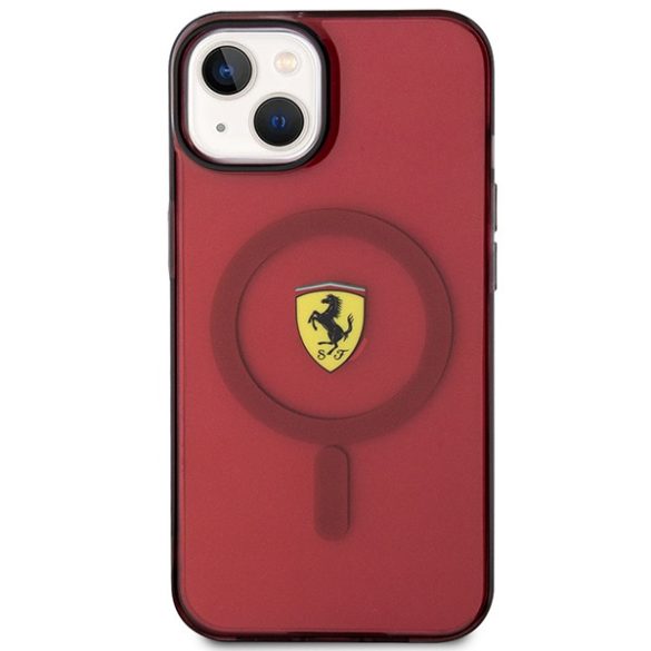 Ferrari FEHMP14SURKR iPhone 14 / 15 / 13 6.1" piros keménytok áttetsző Magsafe