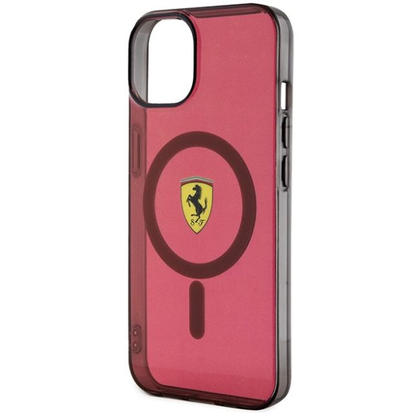 Ferrari FEHMP14SURKR iPhone 14 / 15 / 13 6.1" piros keménytok áttetsző Magsafe