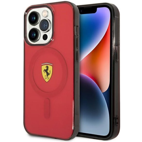 Ferrari FEHMP14LURKR iPhone 14 Pro 6,1" piros keménytok áttetsző Magsafe