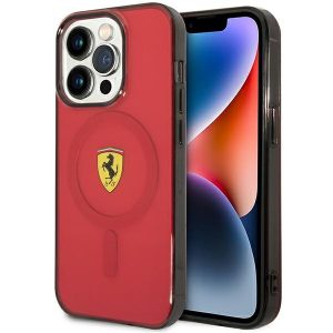 Ferrari FEHMP14XURKR iPhone 14 Pro Max 6.7" piros keménytok áttetsző Magsafe