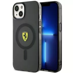   Ferrari FEHMP14SURKK iPhone 14 6.1" fekete keménytok áttetsző Magsafe