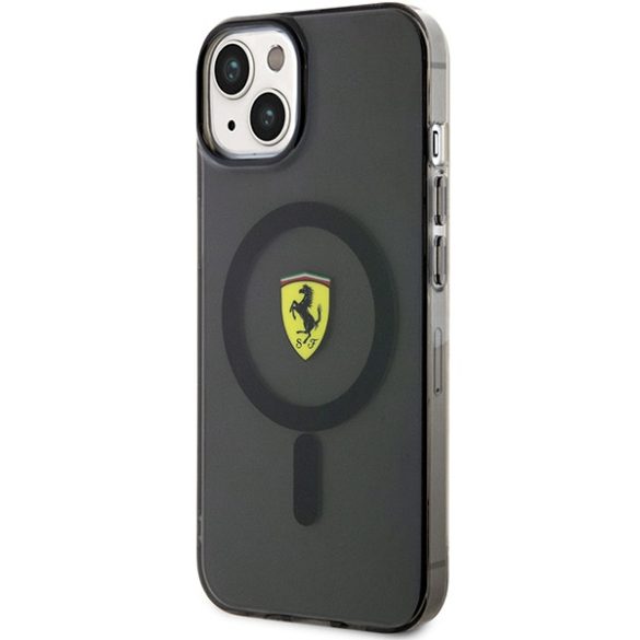 Ferrari FEHMP14SURKK iPhone 14 / 15 / 13 6.1" fekete keménytok áttetsző Magsafe