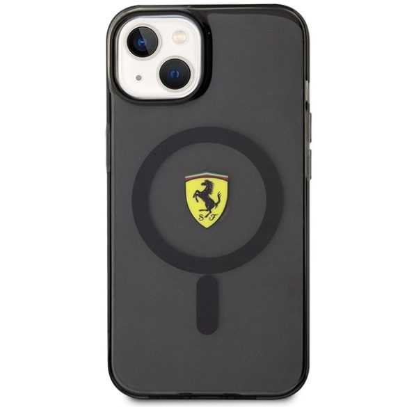 Ferrari FEHMP14SURKK iPhone 14 / 15 / 13 6.1" fekete keménytok áttetsző Magsafe