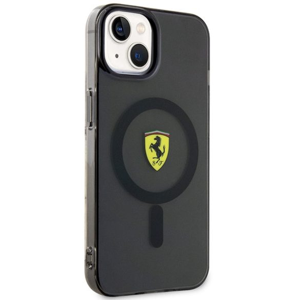 Ferrari FEHMP14SURKK iPhone 14 / 15 / 13 6.1" fekete keménytok áttetsző Magsafe