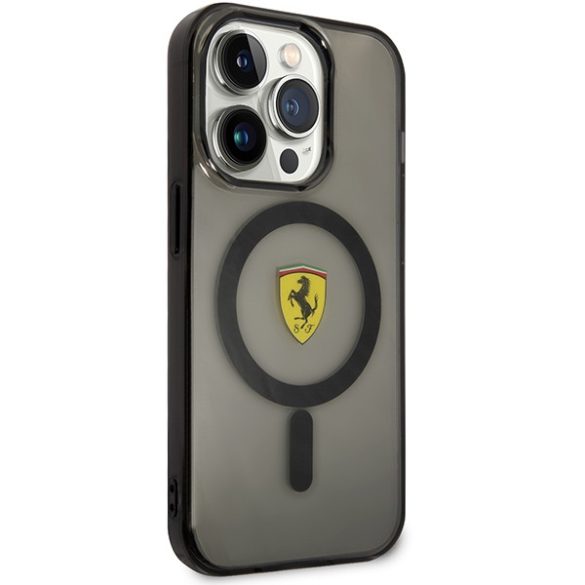 Ferrari FEHMP14LURKK iPhone 14 Pro 6,1" fekete keménytok áttetsző Magsafe