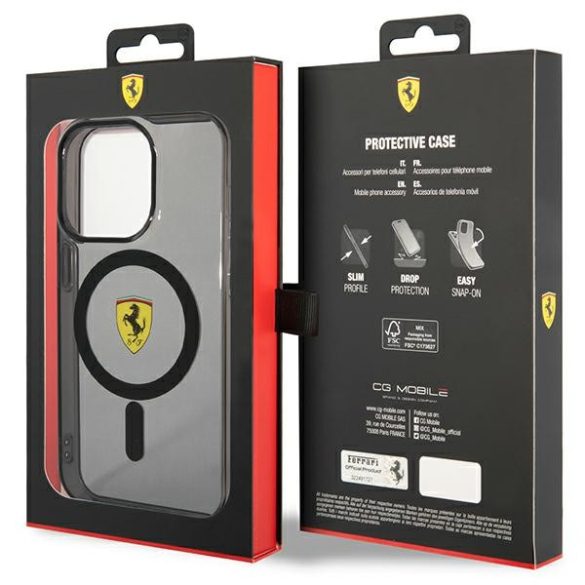 Ferrari FEHMP14XURKK iPhone 14 Pro Max 6.7" fekete keménytok  áttetsző Magsafe