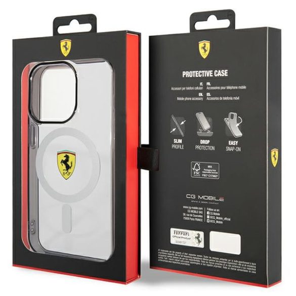 Ferrari FEHMP14LURKT iPhone 14 Pro 6,1" átlátszó keménytok Outline Magsafe