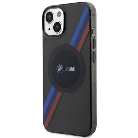 Etui BMW BMHMP14SHDTK iPhone 14 / 15 / 13 6.1" szürke tricolor csíkos MagSafe tok