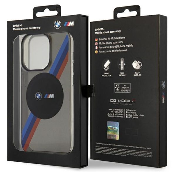 Etui BMW BMHMP14LHDTK iPhone 14 Pro 6.1" szürke Tricolor Stripes MagSafe szürke csíkok tok