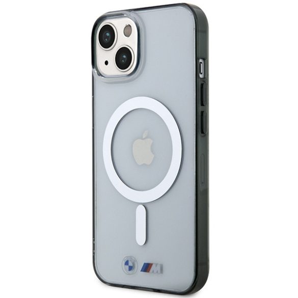 Etui BMW BMHMP14SHCRS iPhone 14 / 15 / 13 6.1" átlátszó keménytok Ezüst gyűrű MagSafe