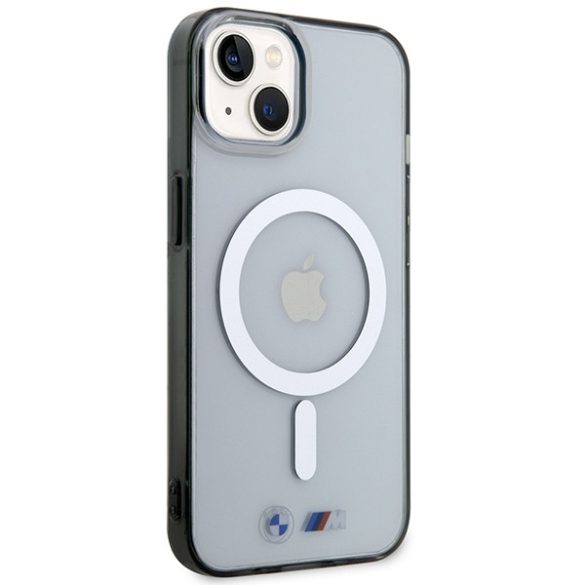 Etui BMW BMHMP14SHCRS iPhone 14 / 15 / 13 6.1" átlátszó keménytok Ezüst gyűrű MagSafe