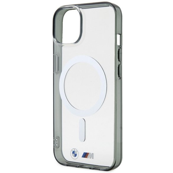 Etui BMW BMHMP14SHCRS iPhone 14 / 15 / 13 6.1" átlátszó keménytok Ezüst gyűrű MagSafe