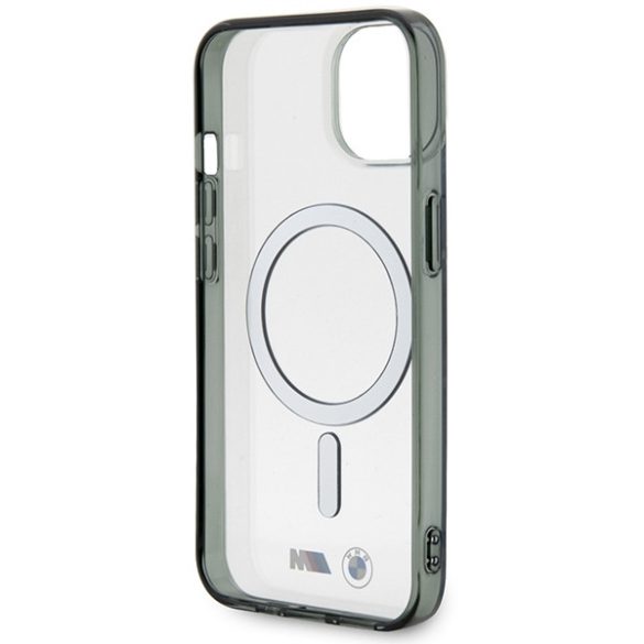 Etui BMW BMHMP14SHCRS iPhone 14 / 15 / 13 6.1" átlátszó keménytok Ezüst gyűrű MagSafe