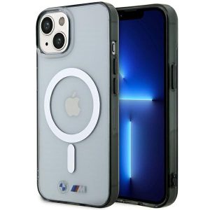 Etui BMW BMHMP14MHCRS iPhone 14 Plus / 15 Plus 6.7" átlátszó keménytok Ezüst gyűrű MagSafe