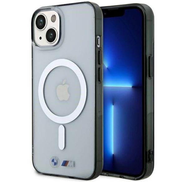 Etui BMW BMHMP14MHCRS iPhone 14 Plus / 15 Plus 6.7" átlátszó keménytok Ezüst gyűrű MagSafe