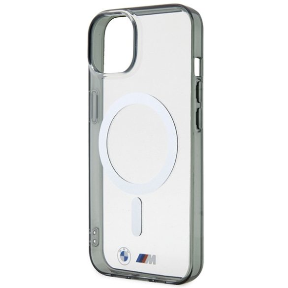 Etui BMW BMHMP14MHCRS iPhone 14 Plus / 15 Plus 6.7" átlátszó keménytok Ezüst gyűrű MagSafe