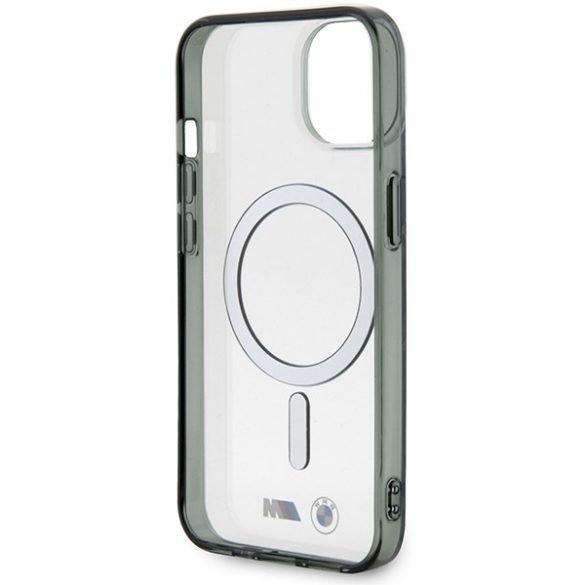 Etui BMW BMHMP14MHCRS iPhone 14 Plus / 15 Plus 6.7" átlátszó keménytok Ezüst gyűrű MagSafe