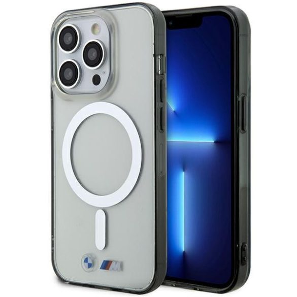 Etui BMW BMHMP14LHCRS iPhone 14 Pro 6.1" átlátszó keménytok ezüst gyűrű MagSafe