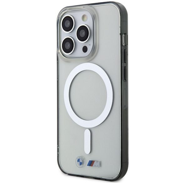 Etui BMW BMHMP14LHCRS iPhone 14 Pro 6.1" átlátszó keménytok ezüst gyűrű MagSafe