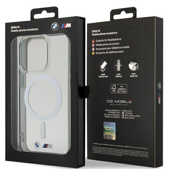 Etui BMW BMHMP14LHCRS iPhone 14 Pro 6.1" átlátszó keménytok ezüst gyűrű MagSafe