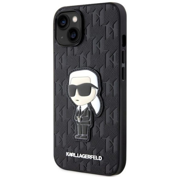 Karl Lagerfeld KLHCP14SSAKHPKK iPhone 14 / 15 / 13 6.1" fekete Saffiano Monogram ikonikus tok