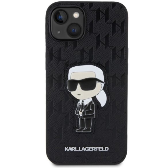 Karl Lagerfeld KLHCP14SSAKHPKK iPhone 14 / 15 / 13 6.1" fekete Saffiano Monogram ikonikus tok