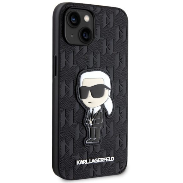 Karl Lagerfeld KLHCP14SSAKHPKK iPhone 14 / 15 / 13 6.1" fekete Saffiano Monogram ikonikus tok