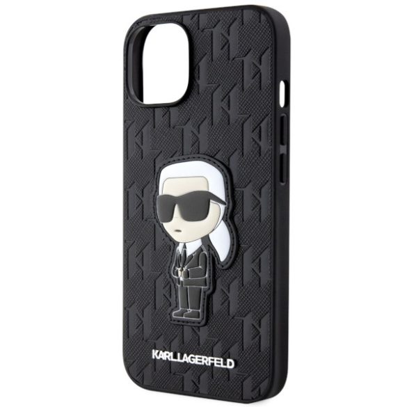 Karl Lagerfeld KLHCP14SSAKHPKK iPhone 14 / 15 / 13 6.1" fekete Saffiano Monogram ikonikus tok