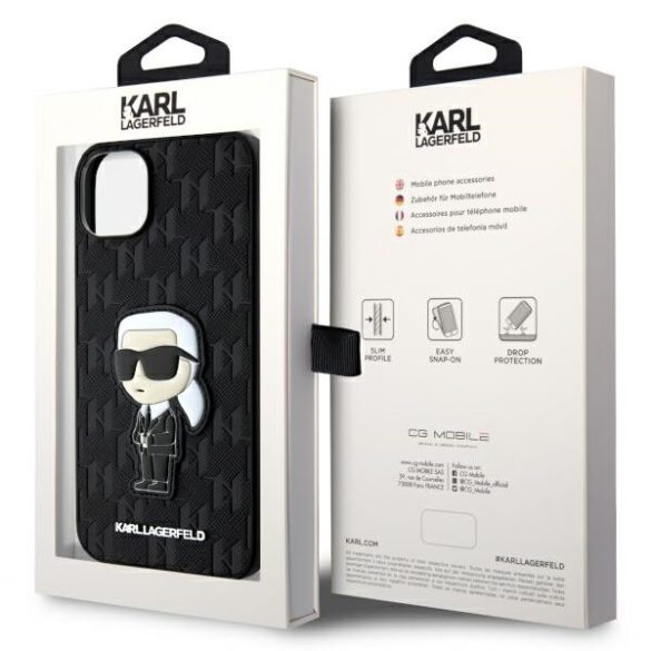 Karl Lagerfeld KLHCP14MSAKHPKK iPhone 14 Plus / 15 Plus 6.7" fekete Saffiano Monogram ikonikus tok