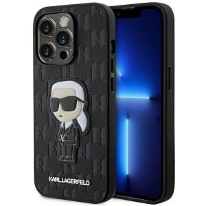 Karl Lagerfeld KLHCP14LSAKHPKK iPhone 14 Pro 6.1" fekete Saffiano monogram ikonikus tok