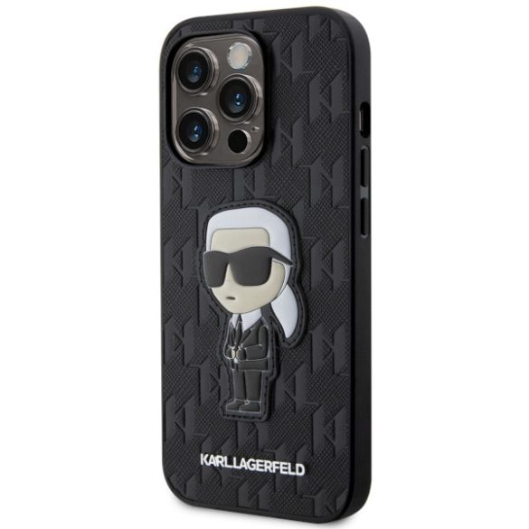 Karl Lagerfeld KLHCP14LSAKHPKK iPhone 14 Pro 6.1" fekete Saffiano monogram ikonikus tok