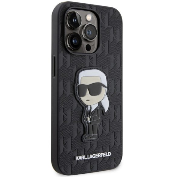 Karl Lagerfeld KLHCP14LSAKHPKK iPhone 14 Pro 6.1" fekete Saffiano monogram ikonikus tok