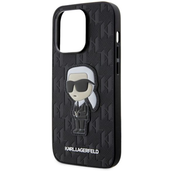 Karl Lagerfeld KLHCP14LSAKHPKK iPhone 14 Pro 6.1" fekete Saffiano monogram ikonikus tok