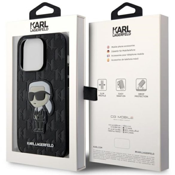 Karl Lagerfeld KLHCP14LSAKHPKK iPhone 14 Pro 6.1" fekete Saffiano monogram ikonikus tok