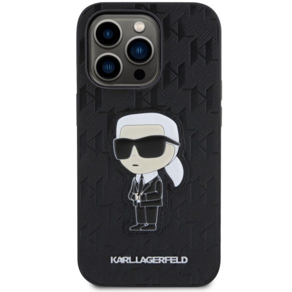 Karl Lagerfeld KLHCP14XSAKHPKK iPhone 14 Pro Max 6.7" fekete Saffiano monogram ikonikus tok