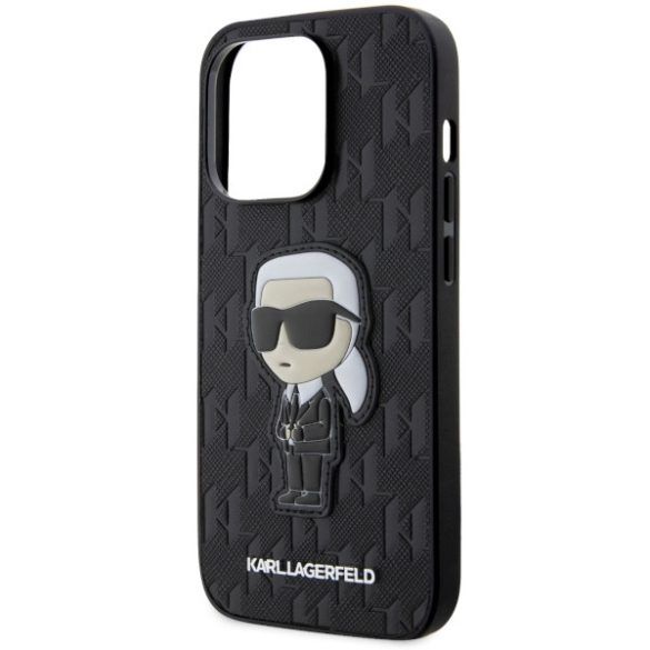 Karl Lagerfeld KLHCP14XSAKHPKK iPhone 14 Pro Max 6.7" fekete Saffiano monogram ikonikus tok