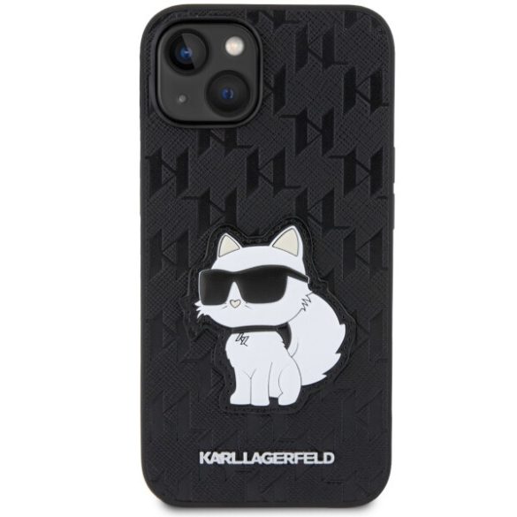 Karl Lagerfeld KLHCP14SSAKHPCK iPhone 14 / 15 / 13 6.1" fekete szafiano monogramos Choupette tok