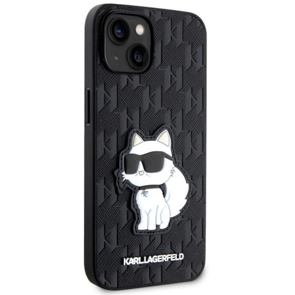 Karl Lagerfeld KLHCP14SSAKHPCK iPhone 14 / 15 / 13 6.1" fekete szafiano monogramos Choupette tok