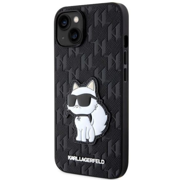 Karl Lagerfeld KLHCP14MSAKHPCK iPhone 14 Plus / 15 Plus 6.7" fekete saffianoszínű monogramos Choupette tok