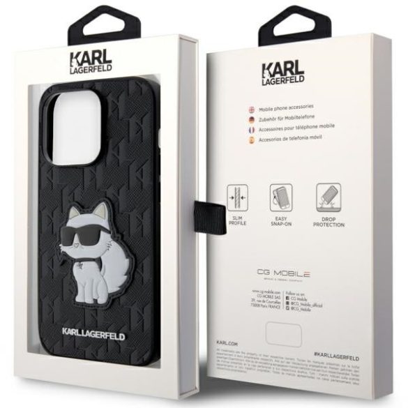 Karl Lagerfeld KLHCP14LSAKHPCK iPhone 14 Pro 6.1" fekete Saffiano Monogram Choupette tok