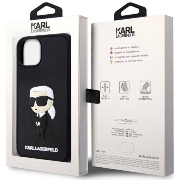 Karl Lagerfeld KLHCP14M3DRKINK iPhone 14 Plus / 15 Plus 6.7" fekete keménytok gumi ikonikus 3D