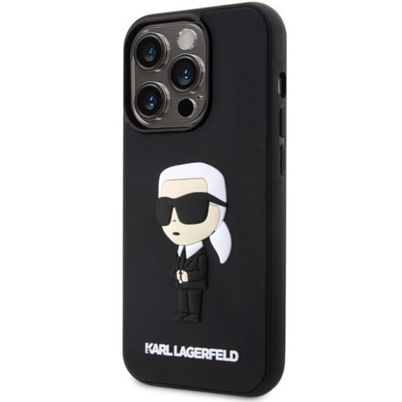 Karl Lagerfeld KLHCP14L3DRKINK iPhone 14 Pro 6.1" fekete keménytok Gumiból készült ikonikus 3D keménytok