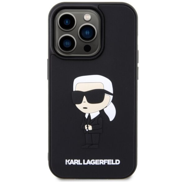 Karl Lagerfeld KLHCP14L3DRKINK iPhone 14 Pro 6.1" fekete keménytok Gumiból készült ikonikus 3D keménytok