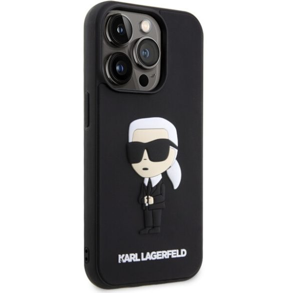 Karl Lagerfeld KLHCP14L3DRKINK iPhone 14 Pro 6.1" fekete keménytok Gumiból készült ikonikus 3D keménytok