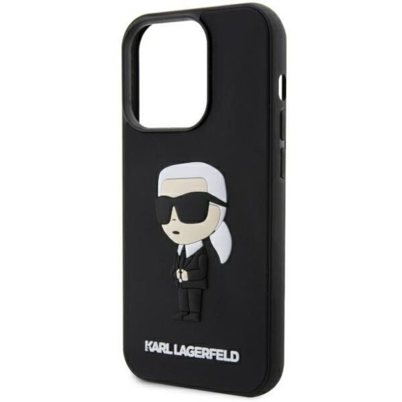 Karl Lagerfeld KLHCP14L3DRKINK iPhone 14 Pro 6.1" fekete keménytok Gumiból készült ikonikus 3D keménytok