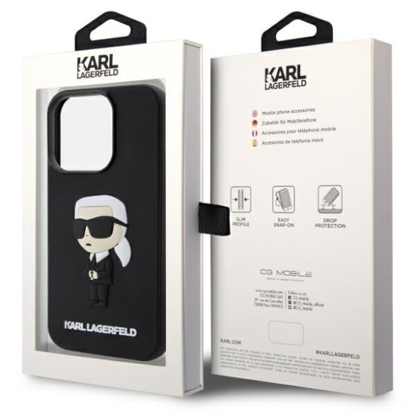 Karl Lagerfeld KLHCP14L3DRKINK iPhone 14 Pro 6.1" fekete keménytok Gumiból készült ikonikus 3D keménytok