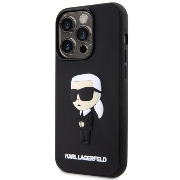 Karl Lagerfeld KLHCP14X3DRKINK iPhone 14 Pro Max 6.7" fekete keménytok Gumiból készült ikonikus 3D keménytok