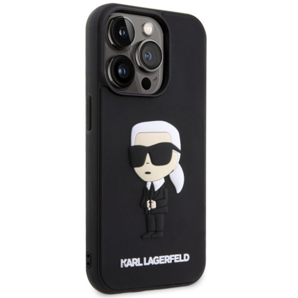 Karl Lagerfeld KLHCP14X3DRKINK iPhone 14 Pro Max 6.7" fekete keménytok Gumiból készült ikonikus 3D keménytok